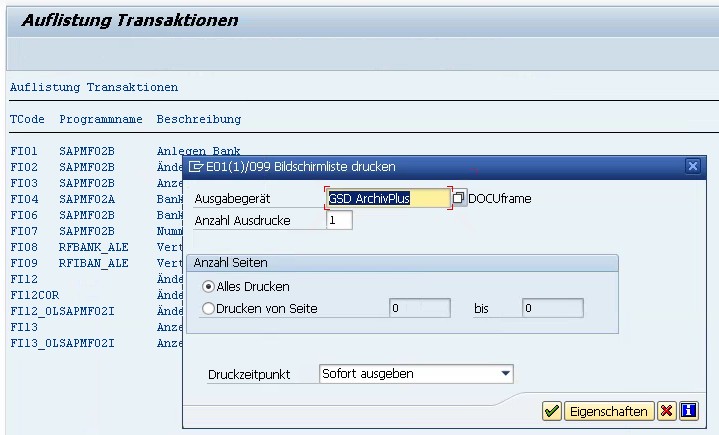 GSD Archiv+ Drucker als Ausgabegerät in SAP