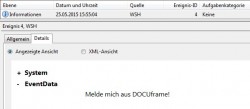 DOCUframe schreibt eine Meldung in den Eventlog von Windows