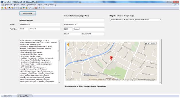 DOCUframe und DOCUcontrol nutzen die Google Maps Geocoding API
